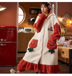 Winter Coral Fleece Pajamas Sets Women Thick Warm Flannel 2-Piece Set Sweet Cute Hooded Nightgowns Suit Soft Home Clothing F ...