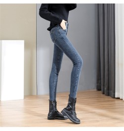 Jeans for Women mom Jeans blue gray black Woman High Elastic Stretch Jeans female washed denim skinny pencil pants male $47.9...