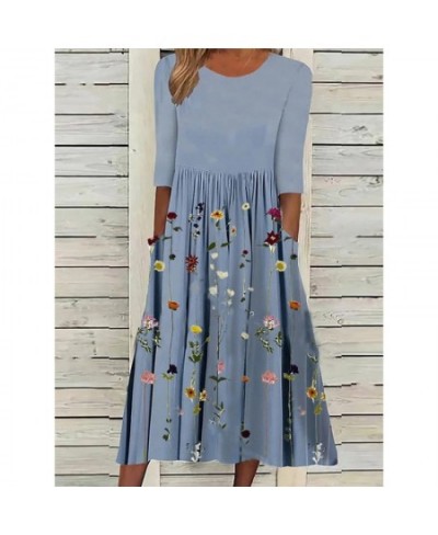 Spring Autumn Ladies Fashion Floral Print Round Neck Long Sleeve Pullover Maxi Dress Casual Long Dress Vestido $32.60 - Dresses
