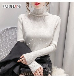 Winter Turtleneck Sweaters Women Sparkling Diamond Tops Slim Fit Pullover Women Knitted Sweater Jumper Thick Warm Pull $44.62...