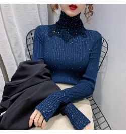 Winter Turtleneck Sweaters Women Sparkling Diamond Tops Slim Fit Pullover Women Knitted Sweater Jumper Thick Warm Pull $44.62...