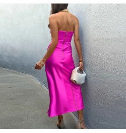 Women Elegant Backless Slim Sleeveless Long Dress Fashion Off Shoulder Party Dress Sexy Strapless Hollow Out Lady Satin Dress...