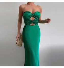 Women Elegant Backless Slim Sleeveless Long Dress Fashion Off Shoulder Party Dress Sexy Strapless Hollow Out Lady Satin Dress...