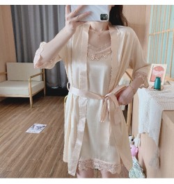 Women's Nightdress Sling Gown Vest Shorts Slip Dress 5Pcs Suit Nightgown Robe Home Wear Bathrobe Sexy Sleepwear Half Nightwea...