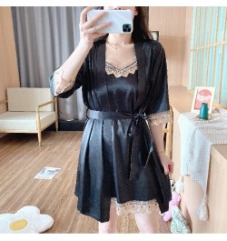 Women's Nightdress Sling Gown Vest Shorts Slip Dress 5Pcs Suit Nightgown Robe Home Wear Bathrobe Sexy Sleepwear Half Nightwea...