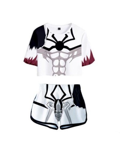 Summer Track Suit Women 2 Piece Set Anime Bleach Crop Top Shorts Two Piece Outfits Casual Ladies Tracksuit Sportwear Twopiece...