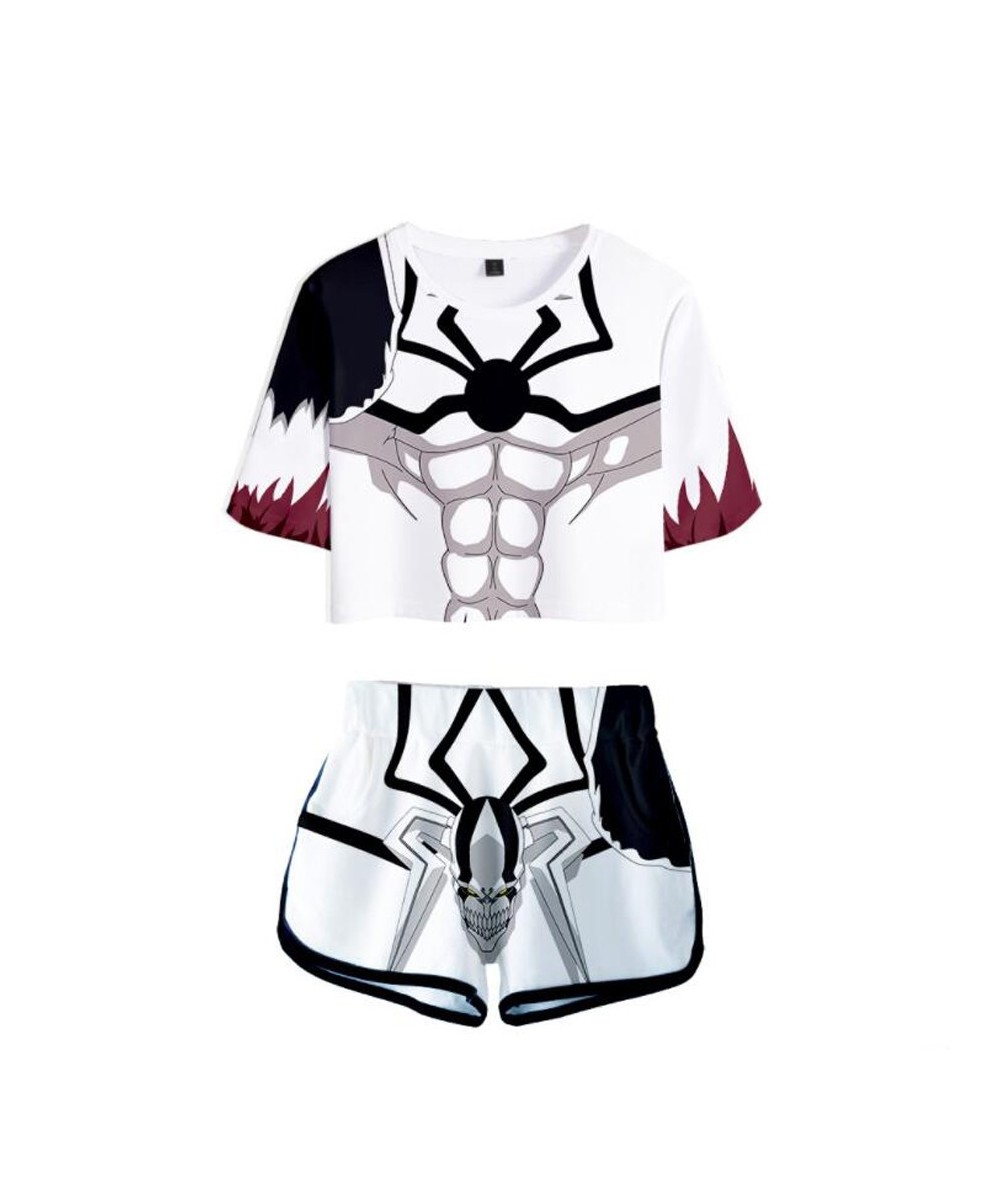 Summer Track Suit Women 2 Piece Set Anime Bleach Crop Top Shorts Two Piece Outfits Casual Ladies Tracksuit Sportwear Twopiece...