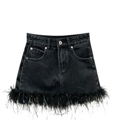 Fashion Women's Denim Skirt Button High Waist Spliced Feather Rivet Solid Color Mini Skirts Spring 2023 Trend New 17A6228 $47...