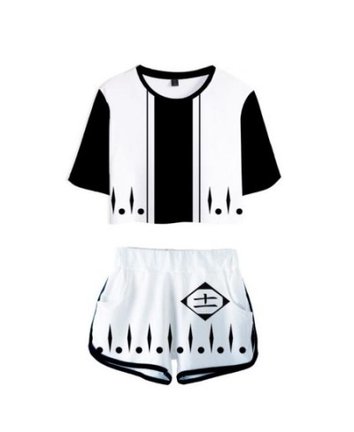 Summer Track Suit Women 2 Piece Set Anime Bleach Crop Top Shorts Two Piece Outfits Casual Ladies Tracksuit Sportwear Twopiece...