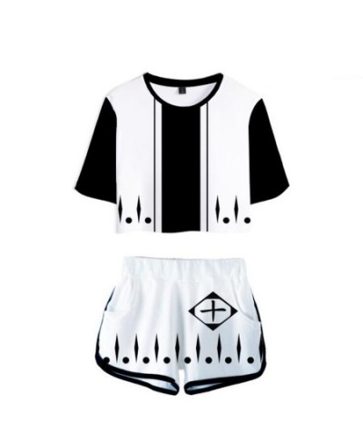 Summer Track Suit Women 2 Piece Set Anime Bleach Crop Top Shorts Two Piece Outfits Casual Ladies Tracksuit Sportwear Twopiece...