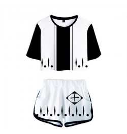 Summer Track Suit Women 2 Piece Set Anime Bleach Crop Top Shorts Two Piece Outfits Casual Ladies Tracksuit Sportwear Twopiece...