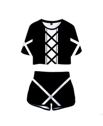 Summer Track Suit Women 2 Piece Set Anime Bleach Crop Top Shorts Two Piece Outfits Casual Ladies Tracksuit Sportwear Twopiece...