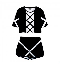 Summer Track Suit Women 2 Piece Set Anime Bleach Crop Top Shorts Two Piece Outfits Casual Ladies Tracksuit Sportwear Twopiece...