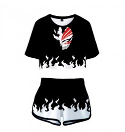 Summer Track Suit Women 2 Piece Set Anime Bleach Crop Top Shorts Two Piece Outfits Casual Ladies Tracksuit Sportwear Twopiece...