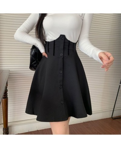 M-4XL 2022 New Black Breasted High Waist Skirt Women Covering Belly and Waist A-line Skirt Versatile Mini Skirt Short Skirt $...