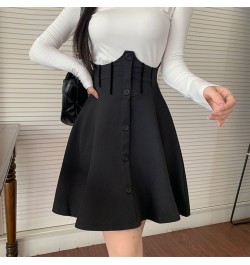 M-4XL 2022 New Black Breasted High Waist Skirt Women Covering Belly and Waist A-line Skirt Versatile Mini Skirt Short Skirt $...