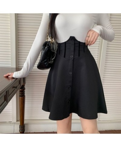 M-4XL 2022 New Black Breasted High Waist Skirt Women Covering Belly and Waist A-line Skirt Versatile Mini Skirt Short Skirt $...