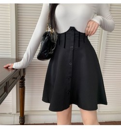 M-4XL 2022 New Black Breasted High Waist Skirt Women Covering Belly and Waist A-line Skirt Versatile Mini Skirt Short Skirt $...