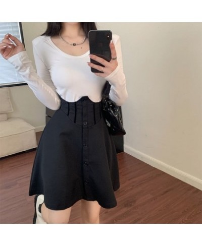 M-4XL 2022 New Black Breasted High Waist Skirt Women Covering Belly and Waist A-line Skirt Versatile Mini Skirt Short Skirt $...