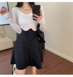 M-4XL 2022 New Black Breasted High Waist Skirt Women Covering Belly and Waist A-line Skirt Versatile Mini Skirt Short Skirt $...