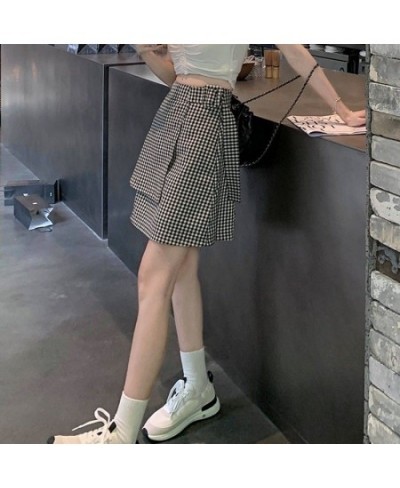 XS-3XL Womens Above Knee A-line Skirts Summer Female High Waist Plaid Slim Casual Fashion Hip Ladies Clothes Hw40 $40.43 - Sk...