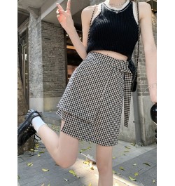 XS-3XL Womens Above Knee A-line Skirts Summer Female High Waist Plaid Slim Casual Fashion Hip Ladies Clothes Hw40 $40.43 - Sk...