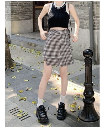 XS-3XL Womens Above Knee A-line Skirts Summer Female High Waist Plaid Slim Casual Fashion Hip Ladies Clothes Hw40 $40.43 - Sk...