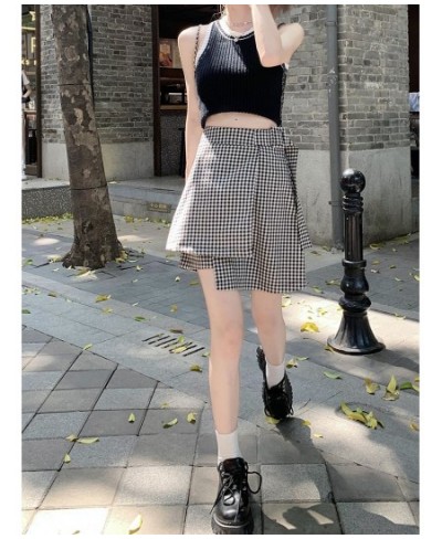 XS-3XL Womens Above Knee A-line Skirts Summer Female High Waist Plaid Slim Casual Fashion Hip Ladies Clothes Hw40 $40.43 - Sk...