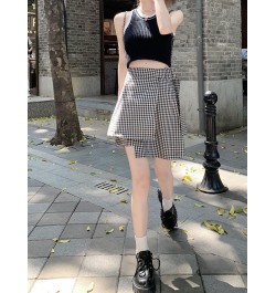 XS-3XL Womens Above Knee A-line Skirts Summer Female High Waist Plaid Slim Casual Fashion Hip Ladies Clothes Hw40 $40.43 - Sk...