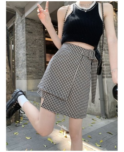 XS-3XL Womens Above Knee A-line Skirts Summer Female High Waist Plaid Slim Casual Fashion Hip Ladies Clothes Hw40 $40.43 - Sk...