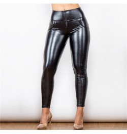 Shascullfites Melody Black High Waisted Faux Leather Pants Women Fleece Lined Stretch Bum Lift Pant Winter $81.57 - Bottoms