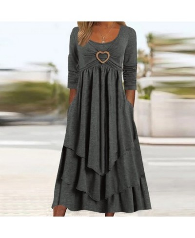 2023 O-Neck Cake Dress Spring Autumn Clothing Women Fashion Simple Long Sleeve Party Dress Solid Patchwork Loungewear $50.06 ...