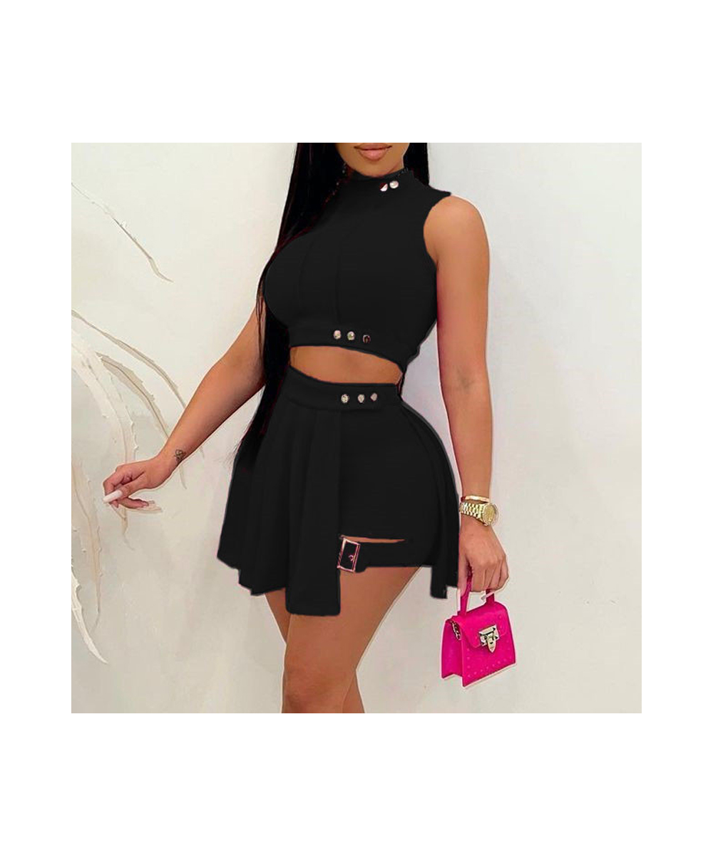 Nuevo En Conjuntos A Juego Short Skirt Sets Sleeveless Buttoned 2 Piece Kurze Sets Women Outfit Kısa Setleri De Falda Cortos ...