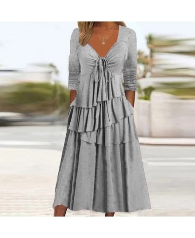 2023 O-Neck Cake Dress Spring Autumn Clothing Women Fashion Simple Long Sleeve Party Dress Solid Patchwork Loungewear $50.06 ...