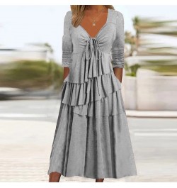 2023 O-Neck Cake Dress Spring Autumn Clothing Women Fashion Simple Long Sleeve Party Dress Solid Patchwork Loungewear $50.06 ...