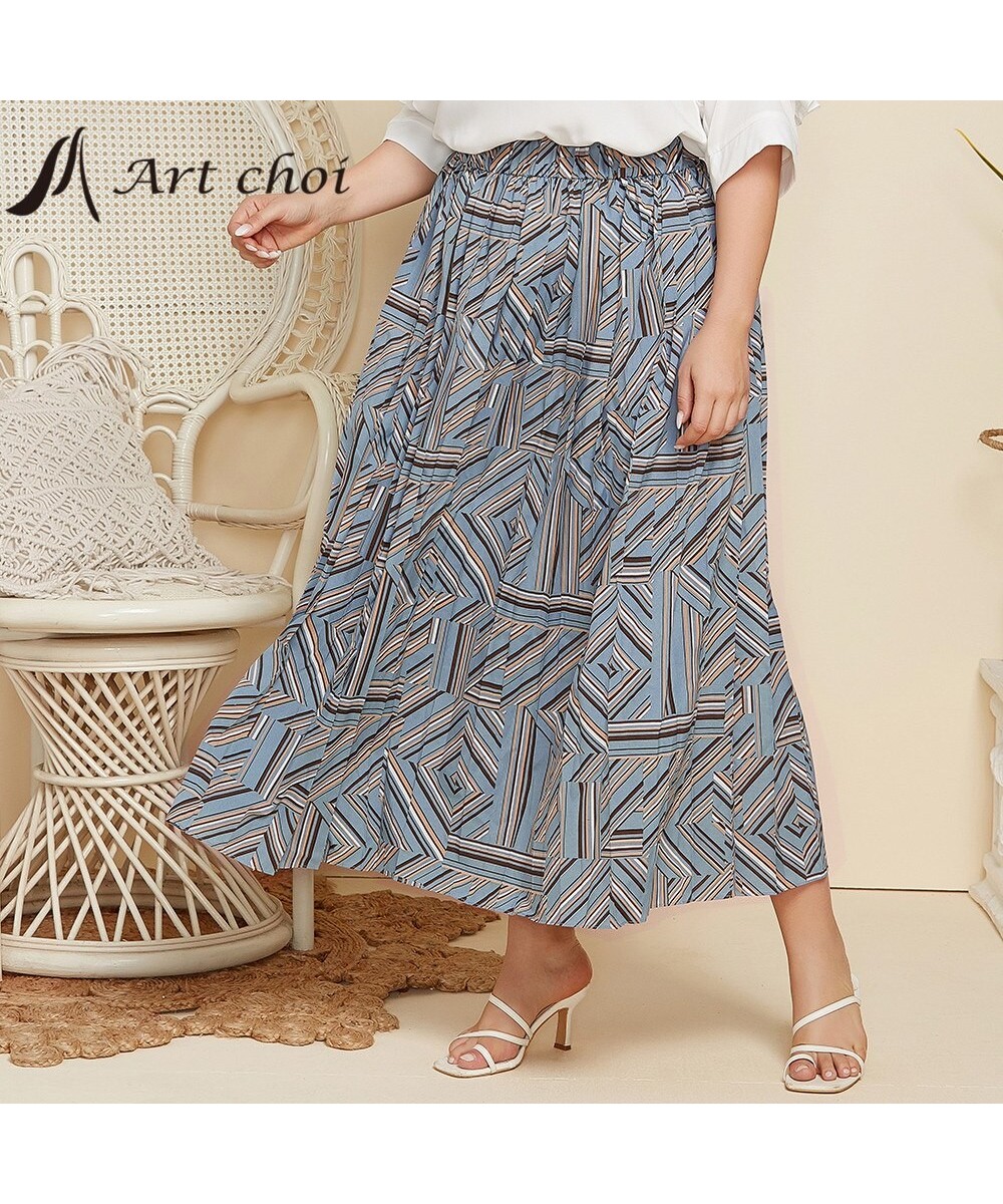 Spring Autumn Elegant Pleated Long Geometry Printing Skirt Women Fashion Loose Ladies Shirts All-match Oversized Plus Size $4...