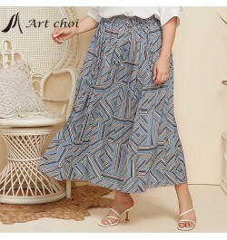 Spring Autumn Elegant Pleated Long Geometry Printing Skirt Women Fashion Loose Ladies Shirts All-match Oversized Plus Size $4...