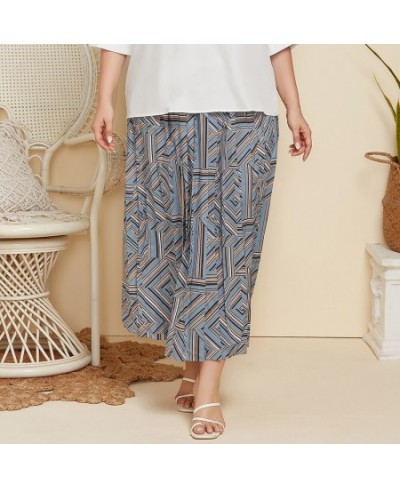 Spring Autumn Elegant Pleated Long Geometry Printing Skirt Women Fashion Loose Ladies Shirts All-match Oversized Plus Size $4...