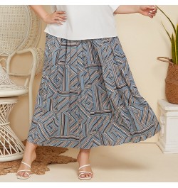 Spring Autumn Elegant Pleated Long Geometry Printing Skirt Women Fashion Loose Ladies Shirts All-match Oversized Plus Size $4...