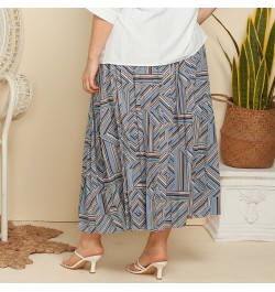 Spring Autumn Elegant Pleated Long Geometry Printing Skirt Women Fashion Loose Ladies Shirts All-match Oversized Plus Size $4...