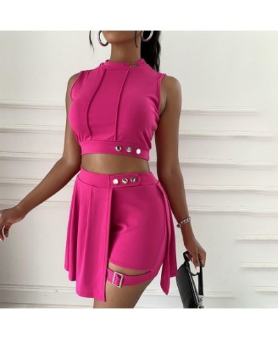 Nuevo En Conjuntos A Juego Short Skirt Sets Sleeveless Buttoned 2 Piece Kurze Sets Women Outfit Kısa Setleri De Falda Cortos ...