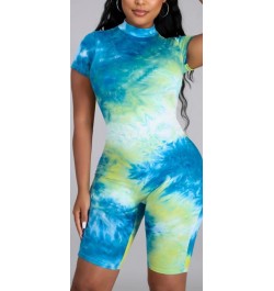 Women Rompers Short Sleeveless Tie Dye Printed Jumpsuit Ladies Bodycon Club Playsuit Slim Short Pants Romper Women 2023 $32.0...