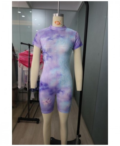 Women Rompers Short Sleeveless Tie Dye Printed Jumpsuit Ladies Bodycon Club Playsuit Slim Short Pants Romper Women 2023 $32.0...