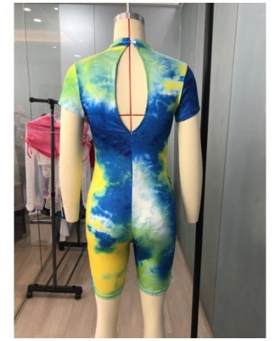 Women Rompers Short Sleeveless Tie Dye Printed Jumpsuit Ladies Bodycon Club Playsuit Slim Short Pants Romper Women 2023 $32.0...