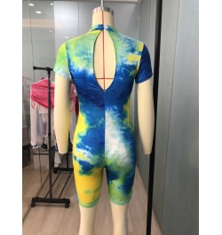 Women Rompers Short Sleeveless Tie Dye Printed Jumpsuit Ladies Bodycon Club Playsuit Slim Short Pants Romper Women 2023 $32.0...