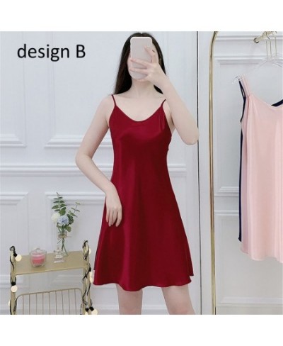 2023 Ladies Silk Sleepwear Summer Nightgown Sexy Sleepdress V Neck Nightdress for Women Satin Sleep Shirt Night Dress S00331 ...