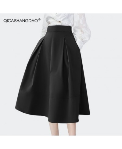 Elegant Hepburn Style 2022 Spring Summer High Waist Black Fashion Skirt Women Mid-length A-Line Ball Gown Skirts BIG Swing $7...