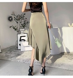 Elegant High Waist Satin Long Skirts Women Fashion Irregular A-Line Mermaid Skirts Casual Ladies Summer Beach Skirt Faldas $3...