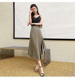 Elegant High Waist Satin Long Skirts Women Fashion Irregular A-Line Mermaid Skirts Casual Ladies Summer Beach Skirt Faldas $3...