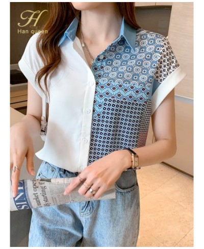 New Wear Work Female Blouses Colorblock Print Simple Shirt Summer Tops Korean Casual Blouse Occupation Women Blusas $35.26 - ...